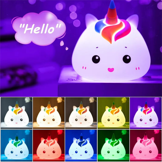 Silicone Luminous Toys Hanging Touch Sensor Dimming Cute Cartoon Animals Design for Sleeping Children Kid Birthday Gifts
