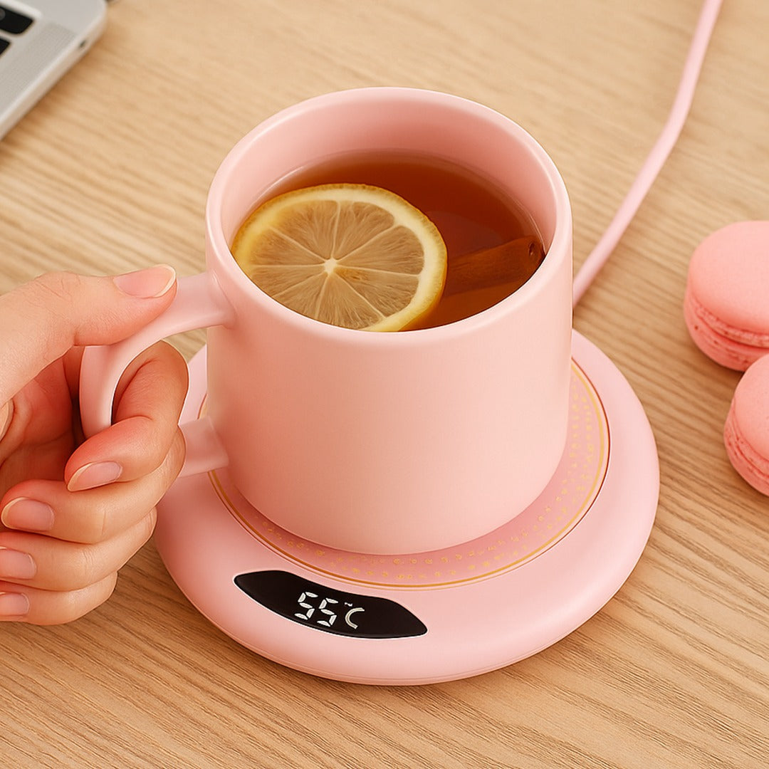 Smart Mug Warmer – USB Cup Warmer with 3 Temperature Settings - Auto Shut-Off Electric Beverage Heater for Coffee & Tea