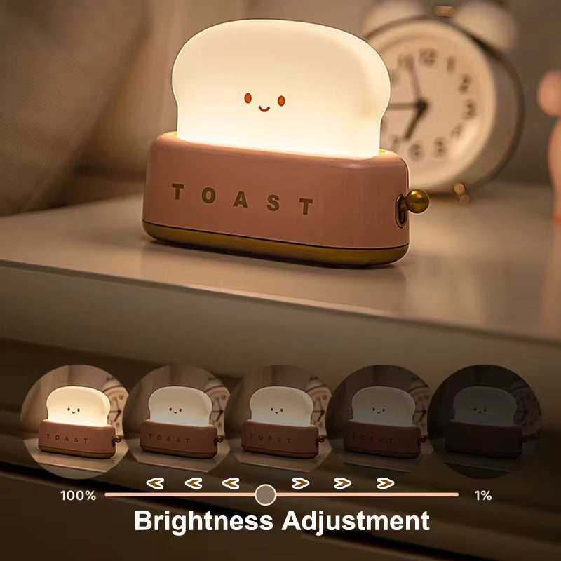 Bread Toast Table Light Toaster Nightlight Creative USB Rechargeable Led Lamp Decor Holiday Baby Bedroom for Birthday Gift