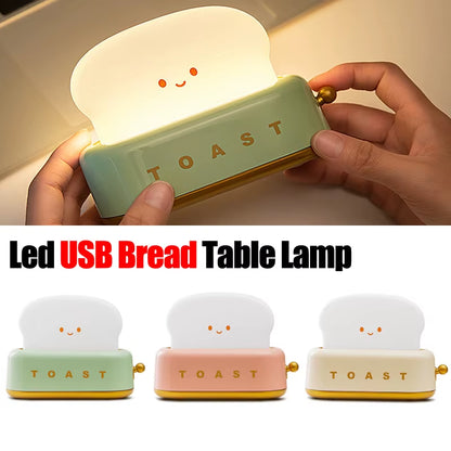 Bread Toast Table Light Toaster Nightlight Creative USB Rechargeable Led Lamp Decor Holiday Baby Bedroom for Birthday Gift