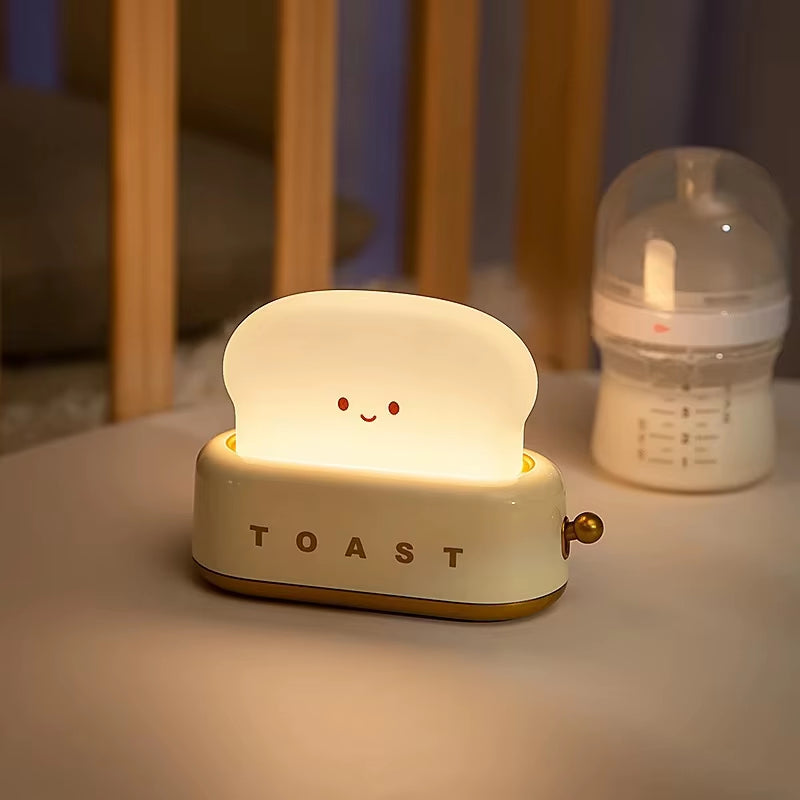 Bread Toast Table Light Toaster Nightlight Creative USB Rechargeable Led Lamp Decor Holiday Baby Bedroom for Birthday Gift