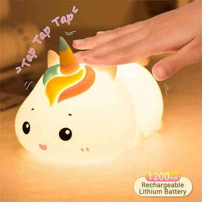 Silicone Luminous Toys Hanging Touch Sensor Dimming Cute Cartoon Animals Design for Sleeping Children Kid Birthday Gifts