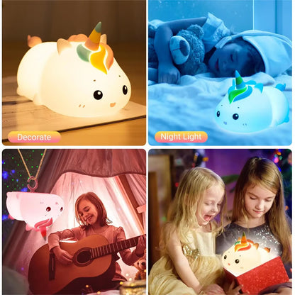 Silicone Luminous Toys Hanging Touch Sensor Dimming Cute Cartoon Animals Design for Sleeping Children Kid Birthday Gifts